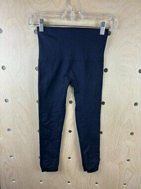 Spanx Assets Navy Blue Mid Rise Elastic Waist Stretch Cropped Leggings Size XS